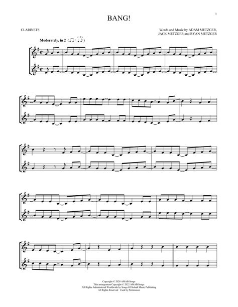 Bang By Ajr Sheet Music For Clarinet Duet At Sheet Music Direct