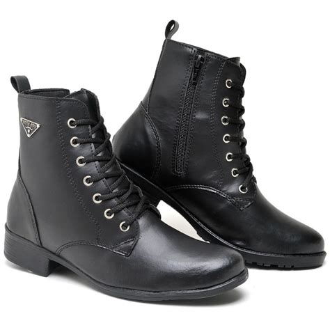 Bota Saltinho Cano Curto Coturno Feminino Couro Tratorado Blogueira