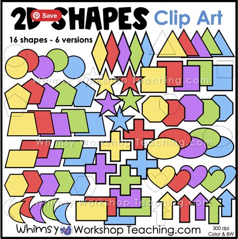 2D Shapes Geometry Math Clip Art Images Color Black White - Whimsy Workshop Teaching