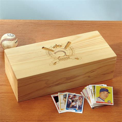 Wooden Baseball Card Storage Box - Baseball 815157B | Lillian Vernon