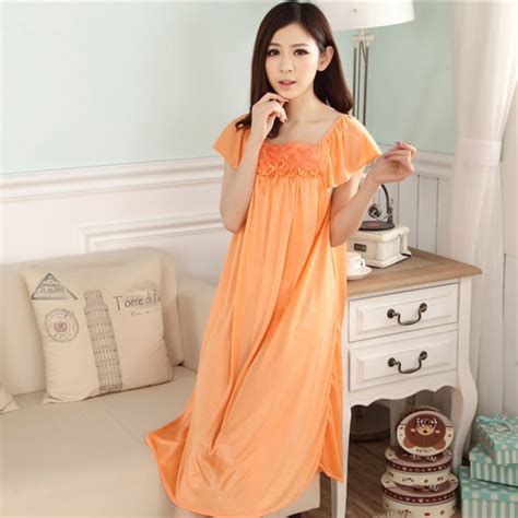 Sexy Ice Silk Satin Nightgown Women Nightwear Sleepwear Plus Size Night