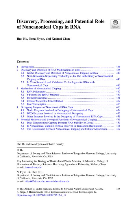 PDF Discovery Processing And Potential Role Of Noncanonical Caps In RNA