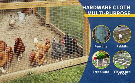 Hardware Cloth 12 Inch 48 X 100 Ft Mesh 19 Gauge Square Galvanized Chicken Wire Fencing Rabbit