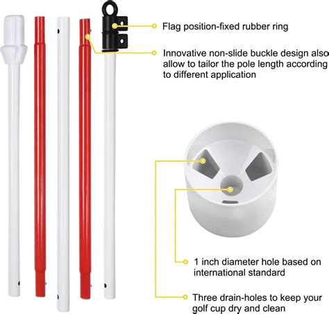 Kingtop Golf Flagsticks Pro Putting Green Flags Hole Cup Set All Feet