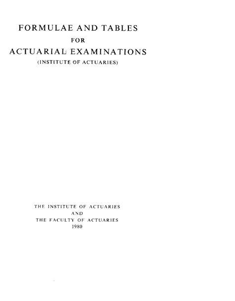 Fullvolume Pdf Tables And Fomulae For Actuarial Exams Formulae And