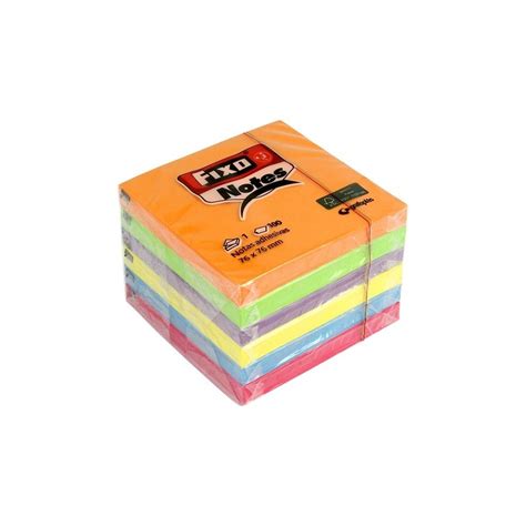 Bloc 100 Notas Adhesivas 76x76mm Fixo Neon Pack De 6 Folder Líder En