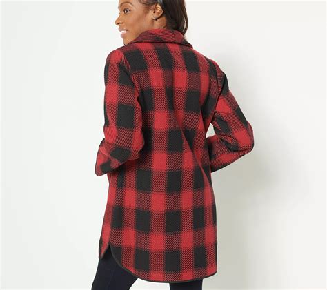 As Is Joan Rivers Button Front Plaid Coat W Shawl Collar Pocket