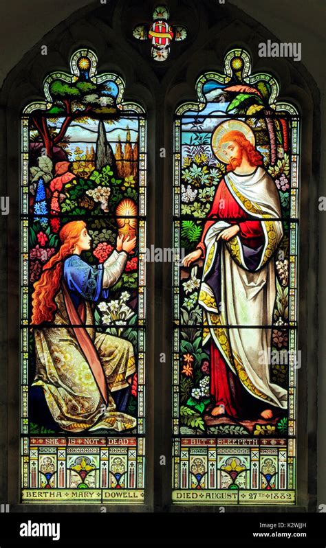 Mary Magdalene The Risen Jesus Christ Stained Glass Window 1883 By Ward And Hughes Dunton