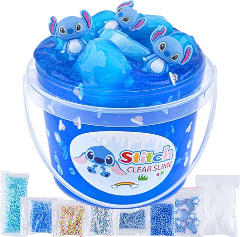 Crystal Slime Blue Clear Jelly Cube Glimmer Crunchy Slime With 8 Add