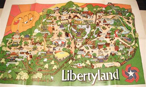 1983 Map Of Libertyland Amusement Park Memphis Tennessee Twister