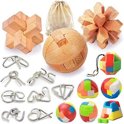 17 Pack Brain Teasers Puzzles for Kids & Adults, Brain Teasers Metal ...