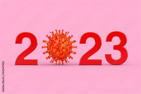 2023 Year with Zero Symbol as COVID-19 Corona Viruses Bacterias. 3d ...