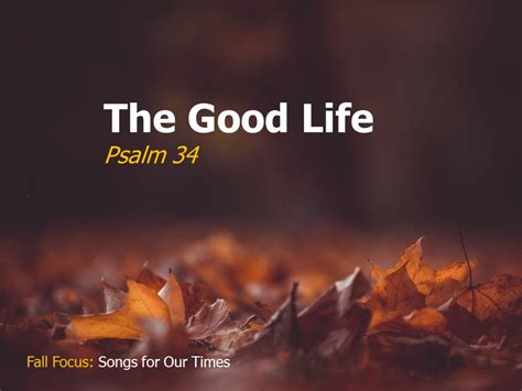 The Good Life (Psalm 34) – Focus Online