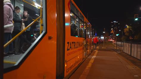 Poland Pozna Tram Night Ride From Wierzbi Cice To G Wny Youtube