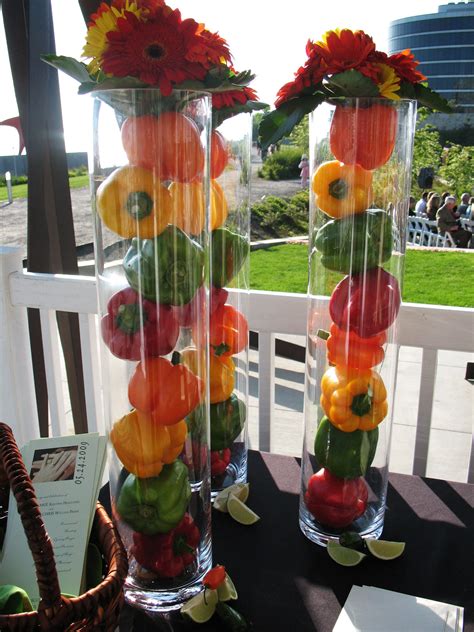 Bell Pepper Cylinders Table Centerpieces Stuffed Bell Peppers Reception Decorations