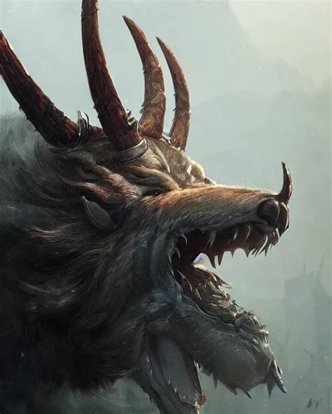 A Minotaur As A Wolf Terrifying Face Highly Detailed Stable