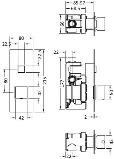 Concealed Push Button Shower Valve Outlet Chrome Nuie Showers U