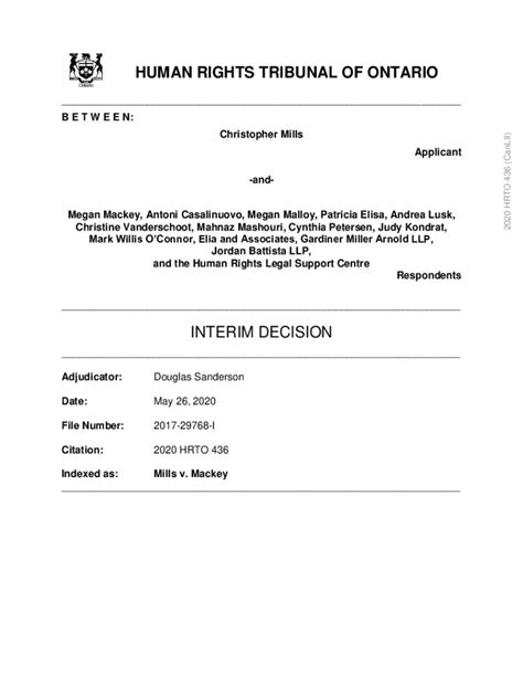 Fillable Online Human Rights Tribunal Of Ontario Fax Email Print