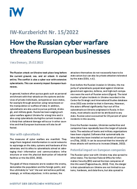 How The Russian Cyber Warfare Threatens European Businesses German Economic Institute Iw