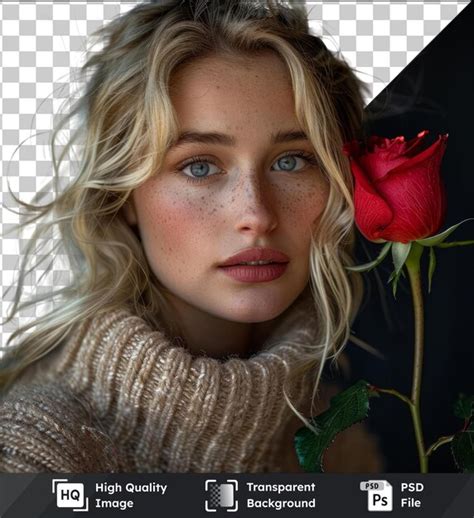 Premium PSD Transparent Background With Isolated Close Up Of Blonde Very Pretty Woman Who