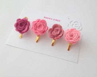 Items Similar To Girl Baby Hair Clip Large Wool Felt Rose On Gold