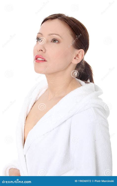 Mature Woman In Bathrobe Stock Photo Image Of Closeup