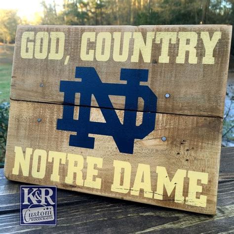 Notre Dame Sign Fighting Irish Painted Distressed Barnwood Reclaimed