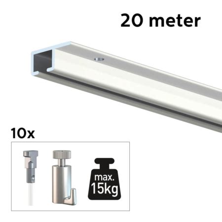 ARTITEQ 20 METER ALL IN ONE TOP RAIL 15KG WIT RAL9003 Ophangsystemen Nl