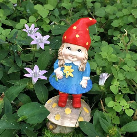 Fairy Garden Miniature Gnome Girl Figurine on a Mushroom - Etsy