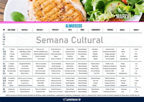 Cafetería Cañaverales International School Menu Almuerzos Y Loncheras