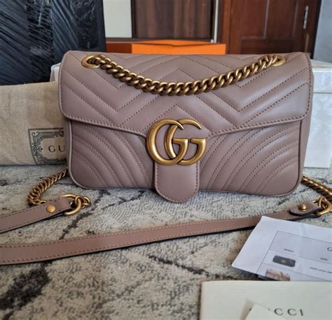 Fast Sale Reprice Good Deal Excellent Gucci Marmont Small 26cm Nude