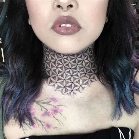 Flower Of Life Tattoo By Sophieelizabethtattoo Front Neck Tattoo