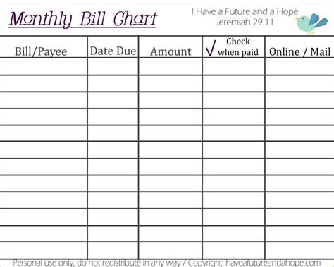 Yearly Bills Spreadsheet — db-excel.com