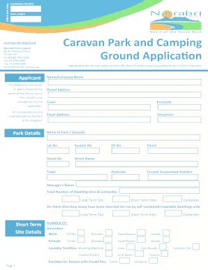 Fillable Online Caravan Park And Camping Ground Applicaon Fax Email