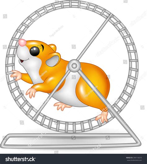 Cute Hamster Running Rolling Wheel Stock Illustration 394116610