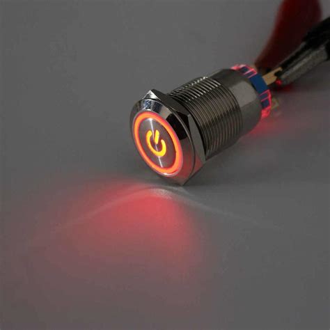 12V 5Pin 19mm Universal Car LED Metal Push Button Self Locking