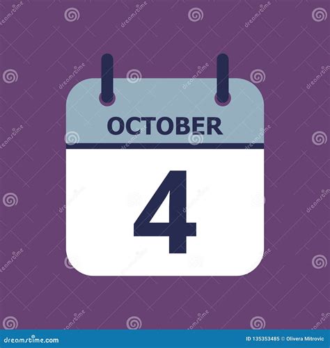 Calendar 4th Of October Stock Vector Illustration Of Four 135353485