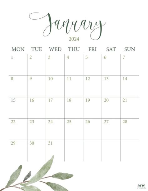 January Calendars Free Printables Printabulls Print