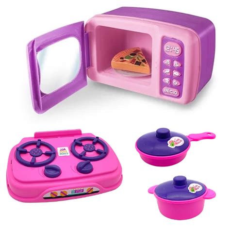 Kit Cozinha De Brinquedo Microondas E Fog O Cooktop Cozinha Infantil