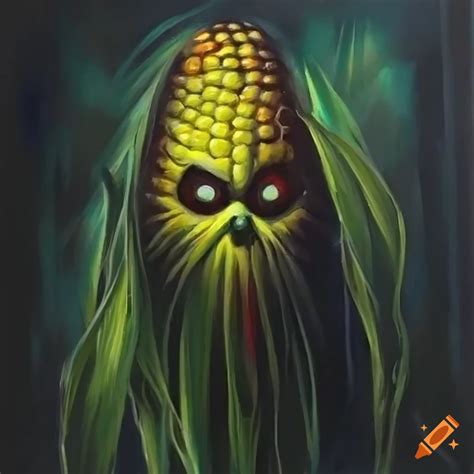 scary evil corn haunted dark oil painting