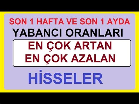 SON 1 HAFTA VE SON 1 AYDA YABANCI ORANLARI EN ÇOK ARTAN VE AZALAN