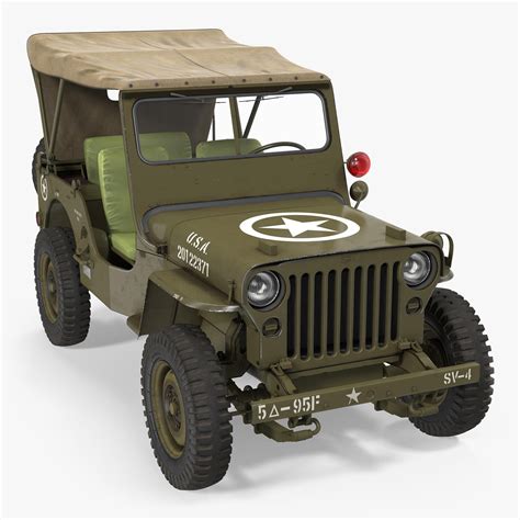 Jeep Willys 1944 Convertible 3D Model AD Willys Jeep Model