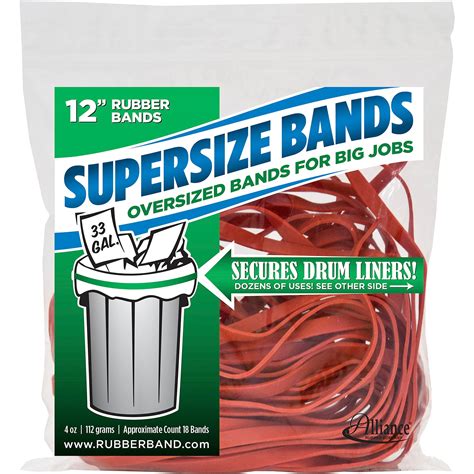 Alliance Rubber SuperSize Bands, 12" Red Large Heavy Duty Latex Rubber Bands (4 ounce resealable ...