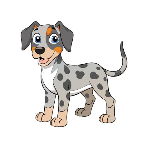 Catahoula Leopard Dog in Adventurous Pose. Cartoon Art Animal Illustration 57959162 Vector Art