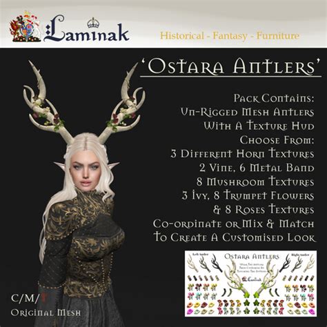 Second Life Marketplace Laminak Ostara Antlers Headress And Hud