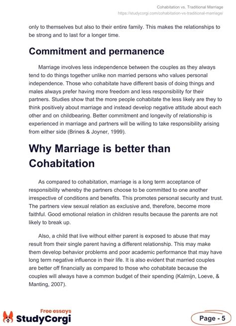 Cohabitation Vs Traditional Marriage Free Essay Example