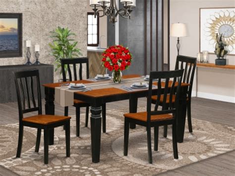 East West Furniture Weston Piece Wood Kitchen Table Set In Black