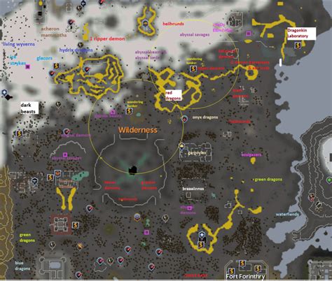 Updated Wilderness Map Approximate Locations Includes Bankers Tele Obelisks R Runescape