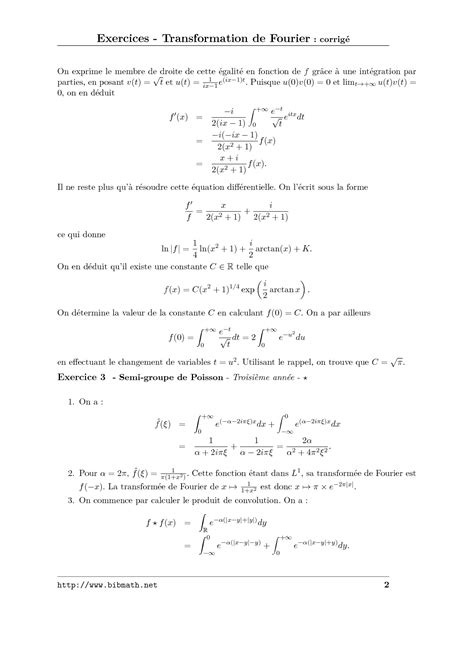 SOLUTION Transformée de fourrier exercices corrigés Studypool