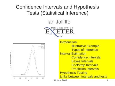 Ppt Confidence Intervals And Hypothesis Tests Statistical Inference